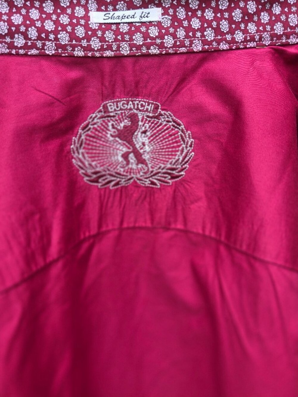 NWOT-BUGATCHI Shaped Fit Shirt Men M LS Flip Collar & Cuff Sohisticated Magenta